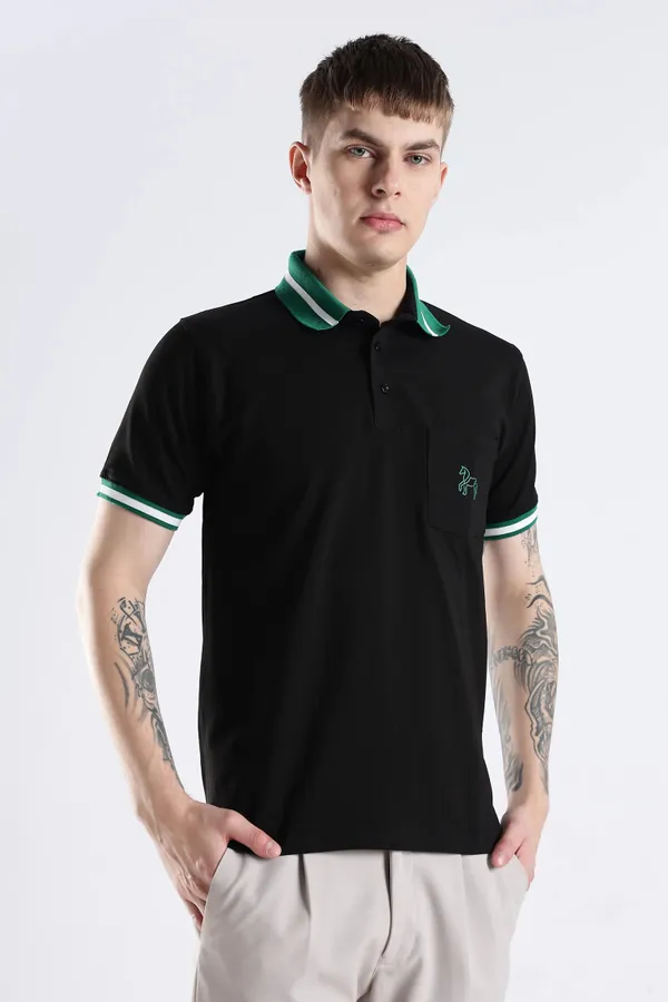 Emerald_100%_Pure_Cotton_Spandex_Blend_Stallion_Black_Polo_T-Shirt_For_Men