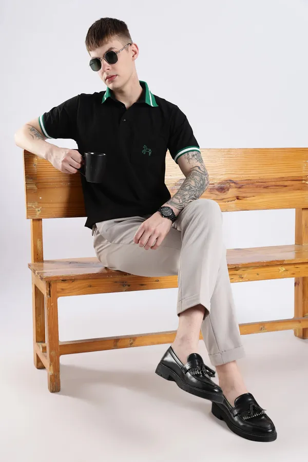 Emerald_100%_Pure_Cotton_Spandex_Blend_Stallion_Black_Polo_T-Shirt_For_Men
