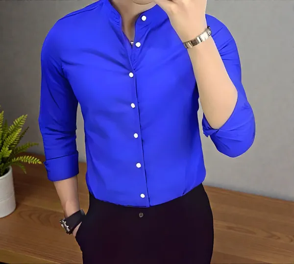 Royal_Blue_Chinese_Collar_Stylish_Formal_Shirts_For_Men