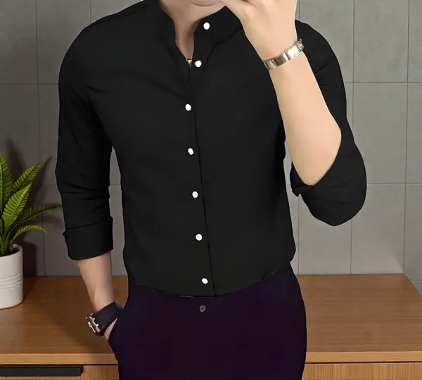 Black_Chinese_Collar_Stylish_Formal_Shirts_For_Men