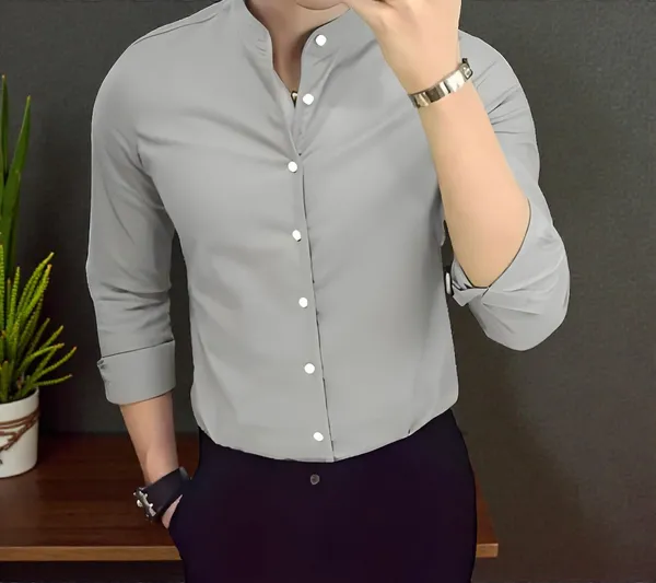 Grey_Chinese_Collar_Stylish_Formal_Shirts_For_Men