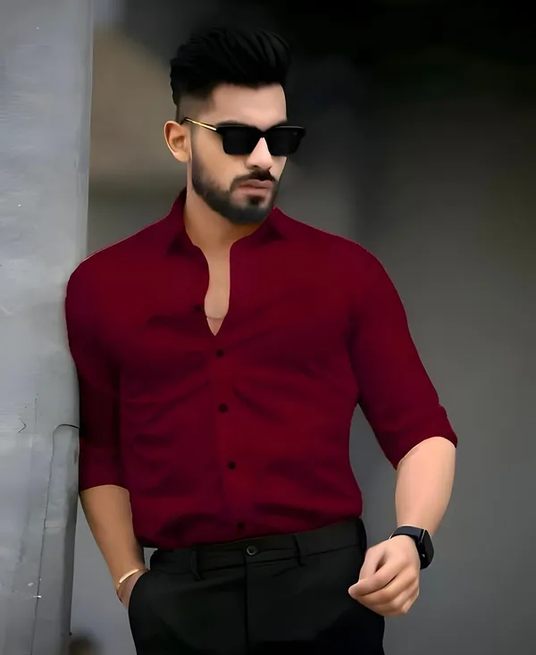 Bottle_Green_And_Maroon_Stylish_Premium_Cotton_Shirts_For_Men_(Pack_of_2)