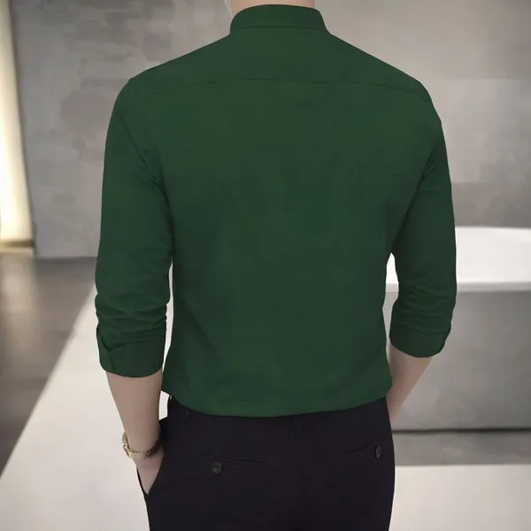 Bottle_Green_And_White_Chinese_Collar_Stylish_Formal_Shirts_For_Men(Pack_Of_2)