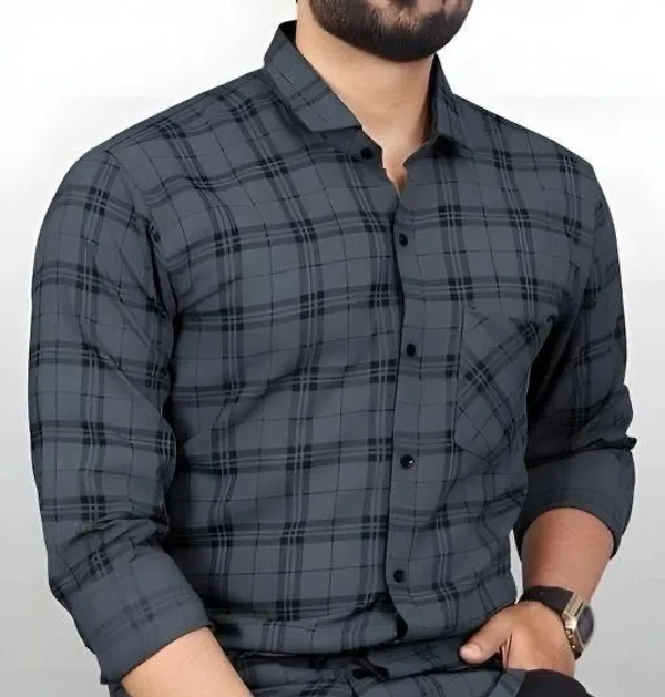 Grey_Checks_Stylish_Formal_Cotton_Shirts_For_Men