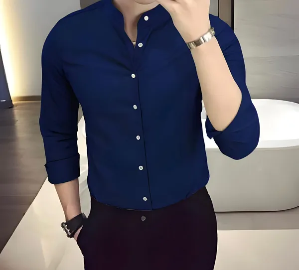 Navy_Blue_Chinese_Collar_Stylish_Formal_Shirts_For_Men