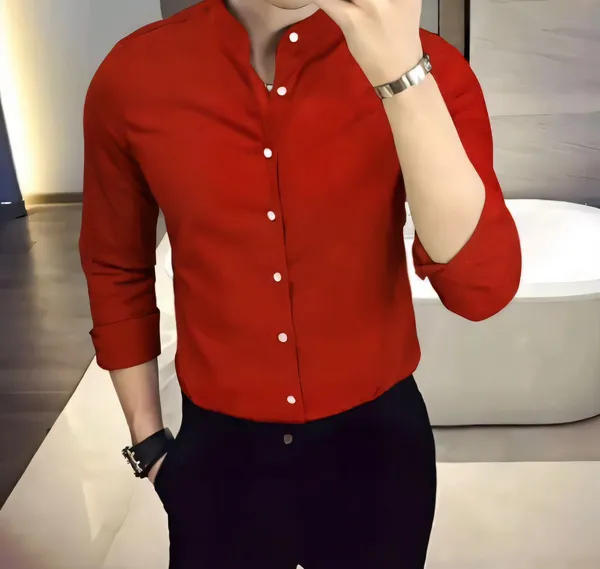 Red_Chinese_Collar_Stylish_Formal_Shirts_For_Men