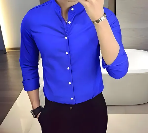 Royal_Blue_Chinese_Collar_Stylish_Formal_Shirts_For_Men