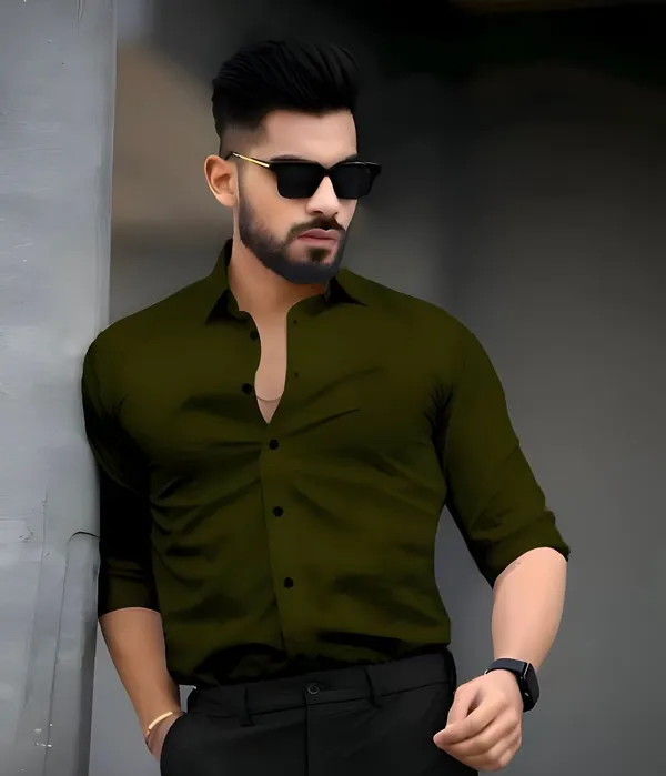 Military_Green_Stylish_Premium_Cotton_Stylish_Shirts_For_Men