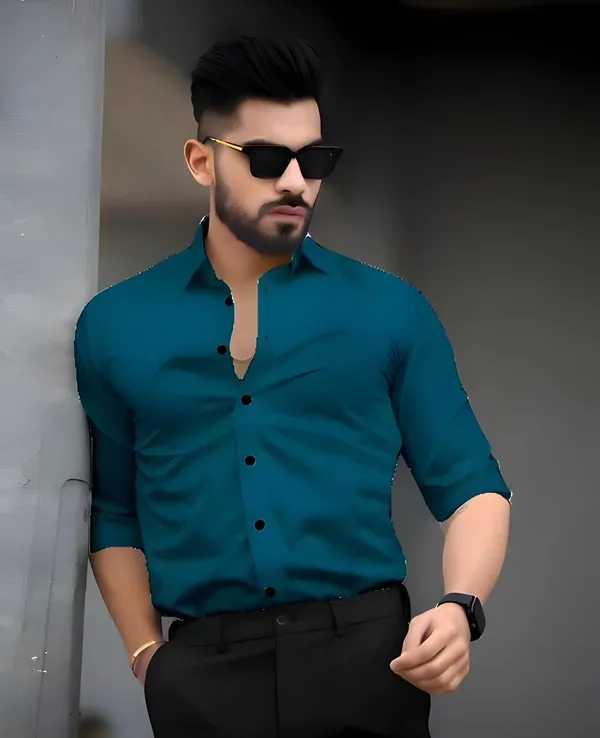 Teal_Blue_Stylish_Premium_Cotton_Stylish_Shirts_For_Men