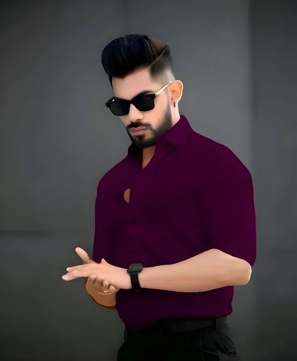 Wine_And_Navy_Blue_Premium_Cotton_Stylish_Shirts_For_Men(Pack_Of_2)