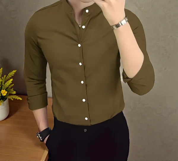 Brown_Chinese_Collar_Stylish_Formal_Shirts_For_Men