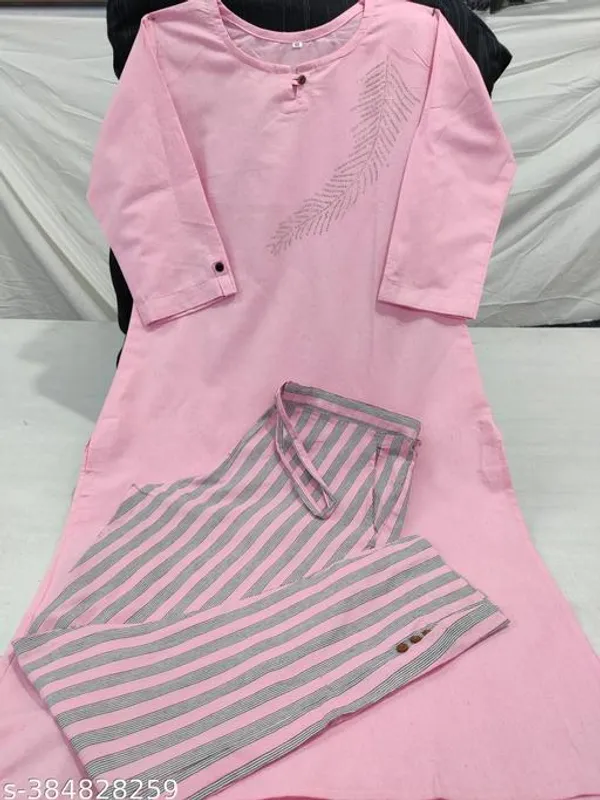 Pink_Khadi_Cotton_Premium_Laiba_Collection_Kurti_Set_For_Women