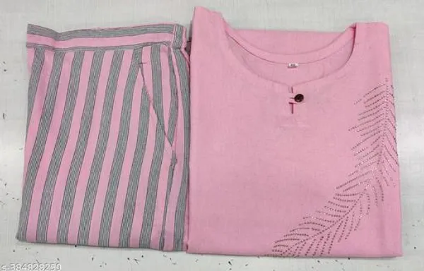 Pink_Khadi_Cotton_Premium_Laiba_Collection_Kurti_Set_For_Women