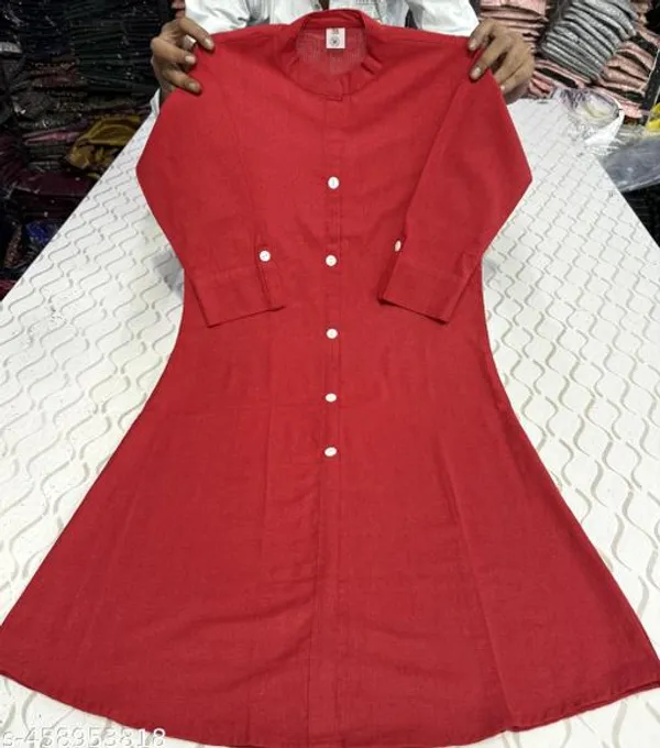 Red_Khadi_Cotton_Premium_Trending_Kurti_For_Women