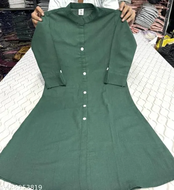 Green_Khadi_Cotton_Premium_Trending_Kurti_For_Women
