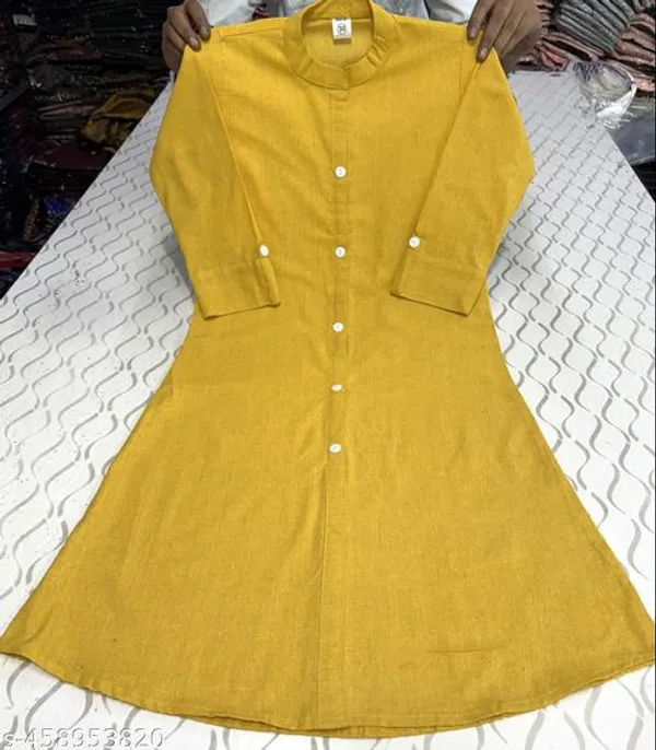 Yellow_Khadi_Cotton_Premium_Trending_Kurti_For_Women