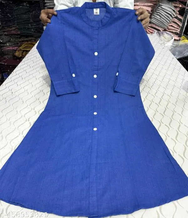 Blue_Khadi_Cotton_Premium_Trending_Kurti_For_Women