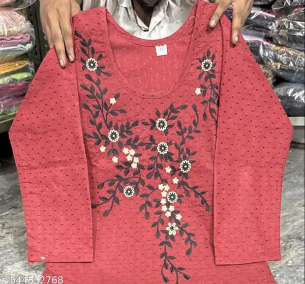 Red_Khadi_Cotton_Premium_Trendy_Kurta_Set_For_Women