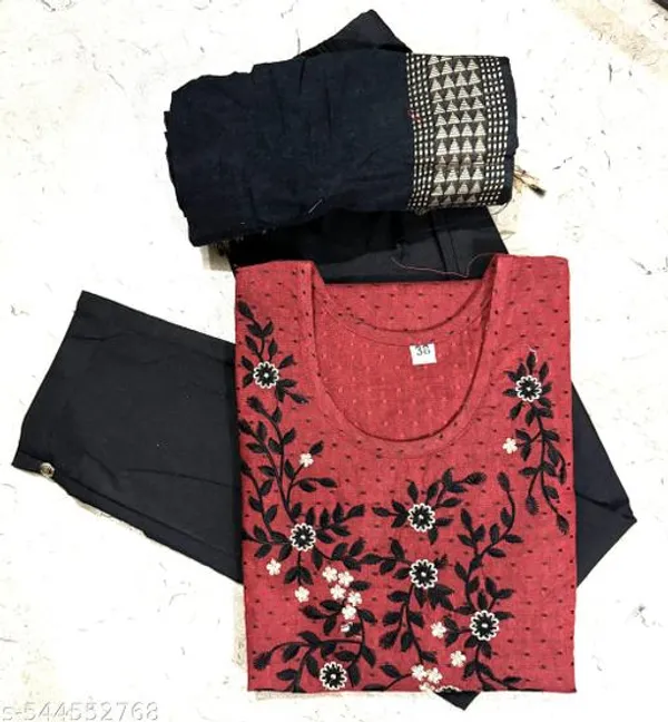 Red_Khadi_Cotton_Premium_Trendy_Kurta_Set_For_Women