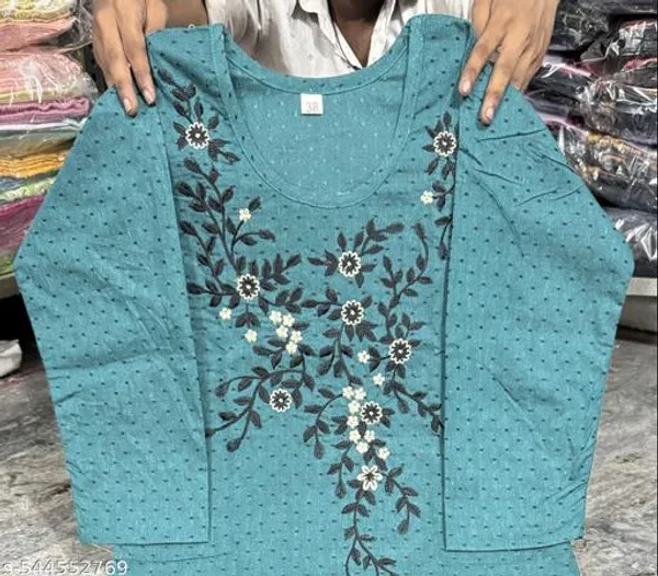 Blue_Khadi_Cotton_Premium_Trendy_Kurta_Set_For_Women