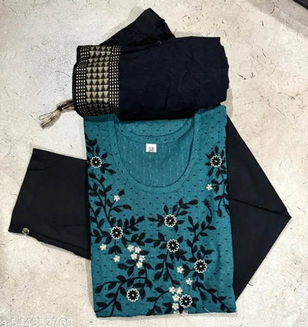 Blue_Khadi_Cotton_Premium_Trendy_Kurta_Set_For_Women