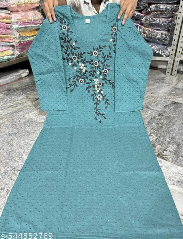 Blue_Khadi_Cotton_Premium_Trendy_Kurta_Set_For_Women