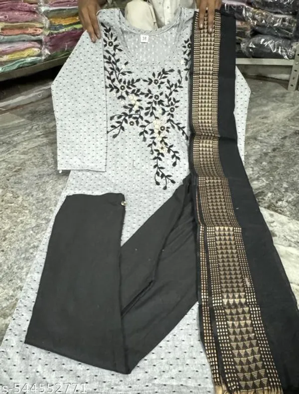 Grey_Khadi_Cotton_Premium_Trendy_Kurta_Set_For_Women