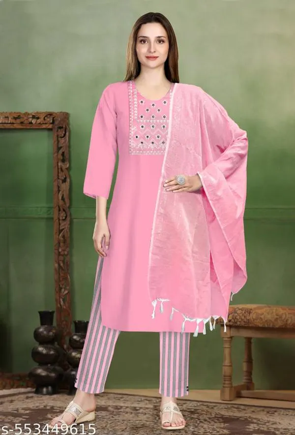 Pink_Khadi_Cotton_Premium_Laiba_Collection_Kurti_Set_For_Women