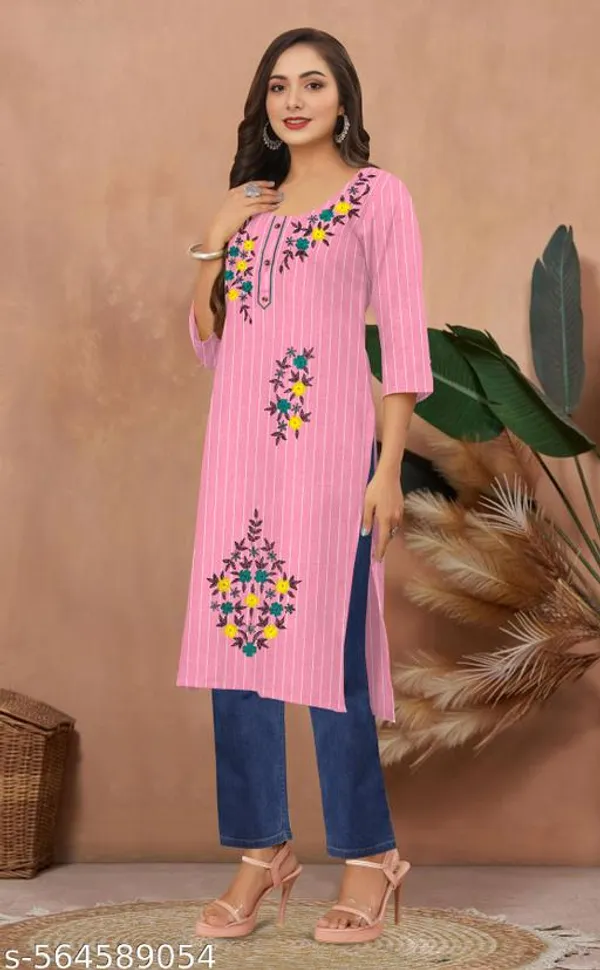 Pink_Khadi_Cotton_Premium_Laiba_Collection_Kurti_Set_For_Women