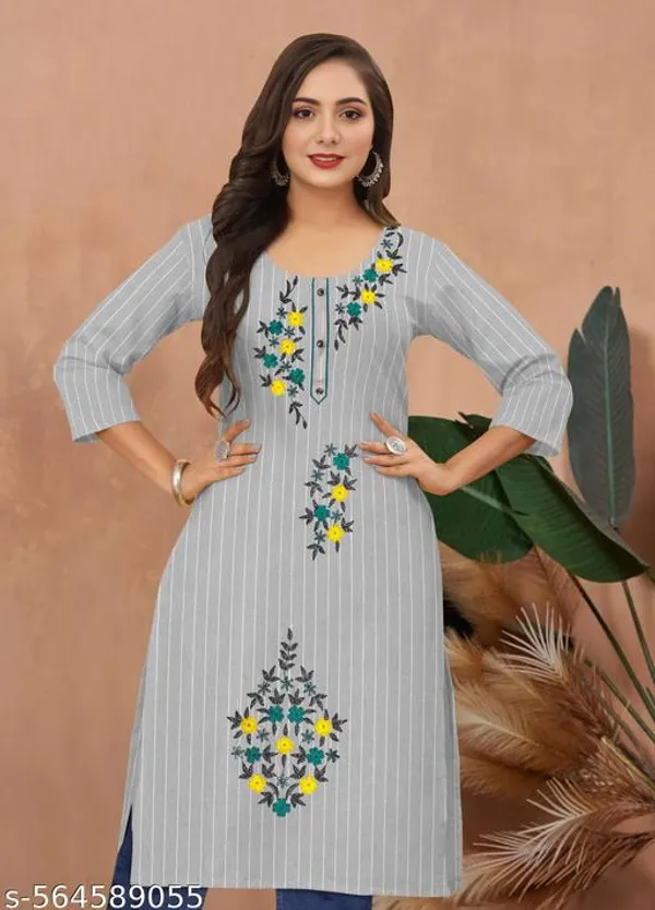 Grey_Khadi_Cotton_Premium_Laiba_Collection_Kurti_Set_For_Women