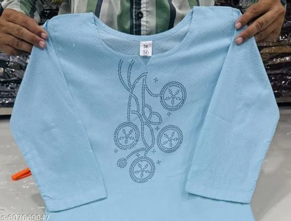 Blue_Khadi_Cotton_Premium_Trendy_Kurta_For_Women