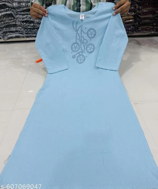 Blue_Khadi_Cotton_Premium_Trendy_Kurta_For_Women