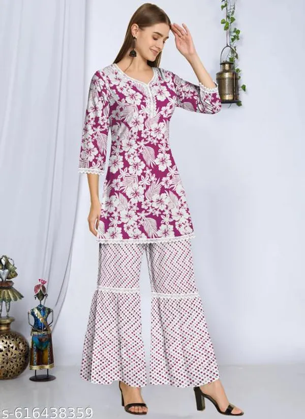 Pink_Khadi_Cotton_Premium_Trendy_Kurti_Palazzo_Set_For_Women
