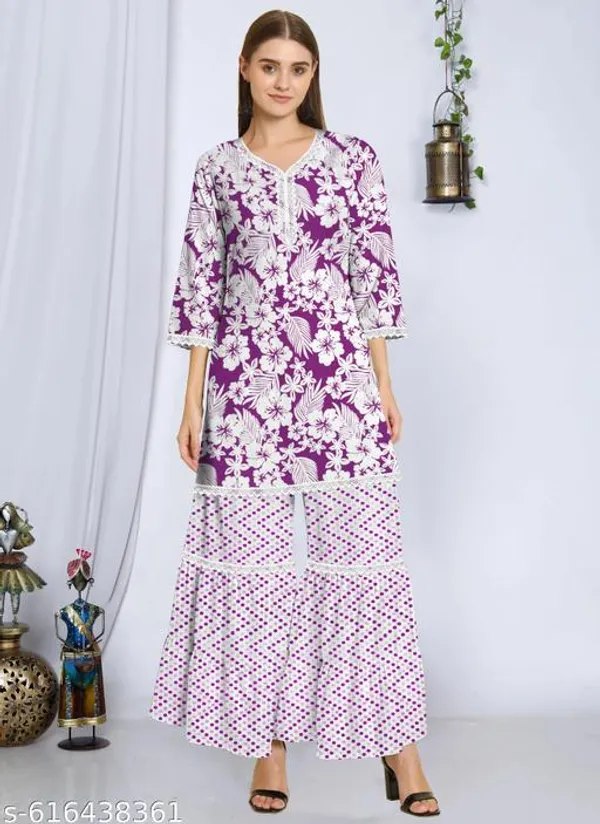 Purple_Khadi_Cotton_Premium_Trendy_Kurti_Palazzo_Set_For_Women