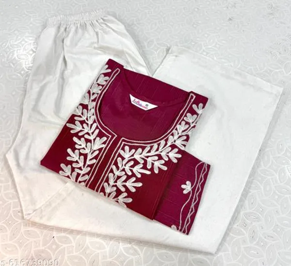 Maroon_Khadi_Cotton_Premium_Trendy_Kurti_Palazzo_Set_For_Women