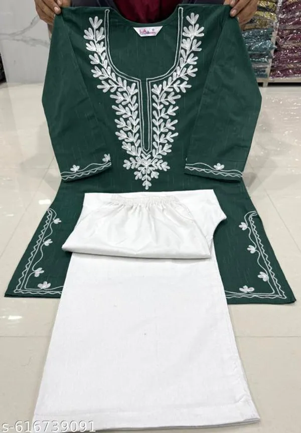 Green_Khadi_Cotton_Premium_Trendy_Kurti_Palazzo_Set_For_Women