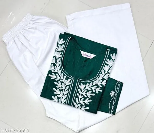 Green_Khadi_Cotton_Premium_Trendy_Kurti_Palazzo_Set_For_Women