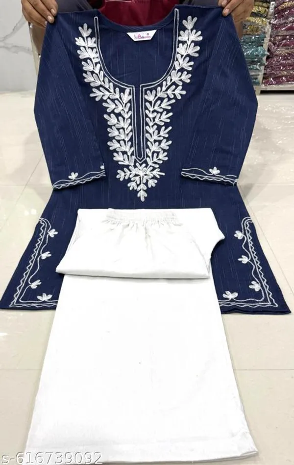 Blue_Khadi_Cotton_Premium_Trendy_Kurti_Palazzo_Set_For_Women
