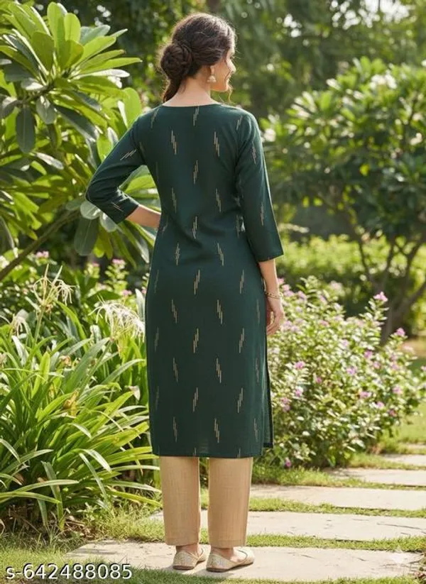 Green_Khadi_Cotton_Premium_Trendy_Kurta_For_Women