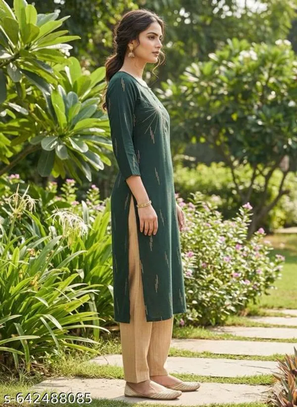 Green_Khadi_Cotton_Premium_Trendy_Kurta_For_Women