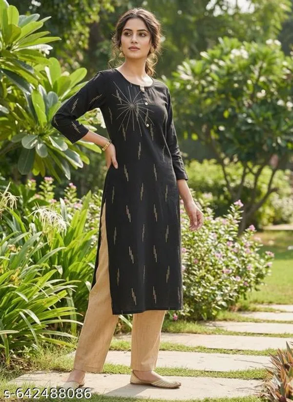 Black_Khadi_Cotton_Premium_Trendy_Kurta_For_Women