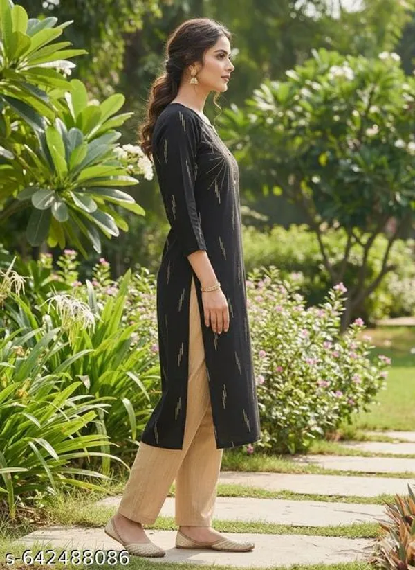 Black_Khadi_Cotton_Premium_Trendy_Kurta_For_Women