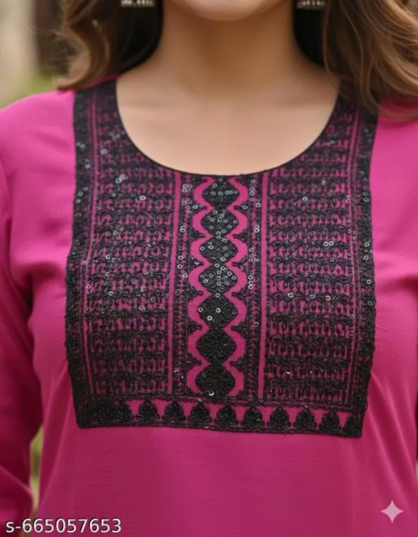 Pink_Khadi_Cotton_Premium_Woolen_Embroidery_Kurta_For_Women