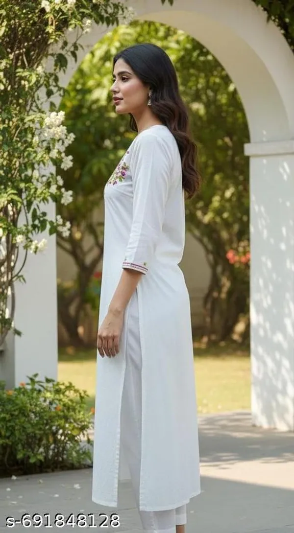 White_Khadi_Cotton_Premium_Trendy_Kurta_For_Women