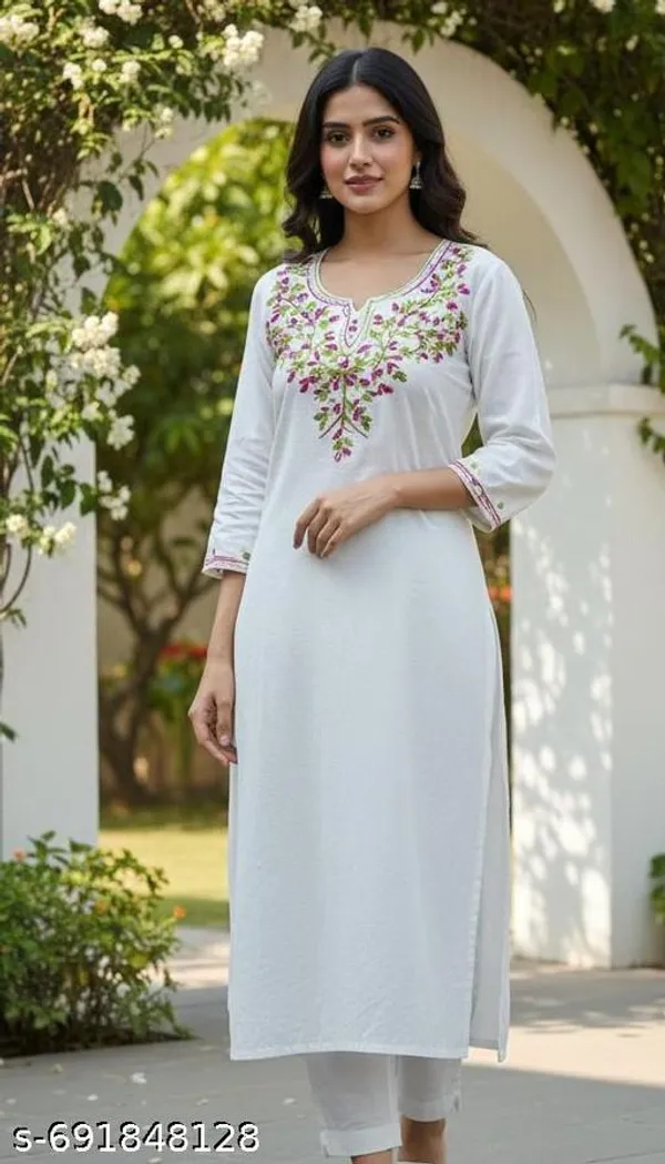 White_Khadi_Cotton_Premium_Trendy_Kurta_For_Women