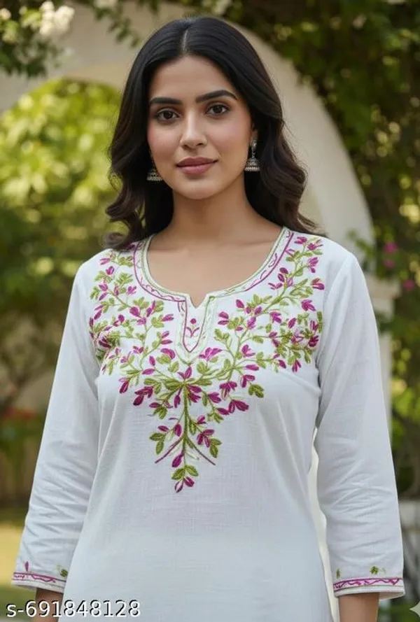 White_Khadi_Cotton_Premium_Trendy_Kurta_For_Women