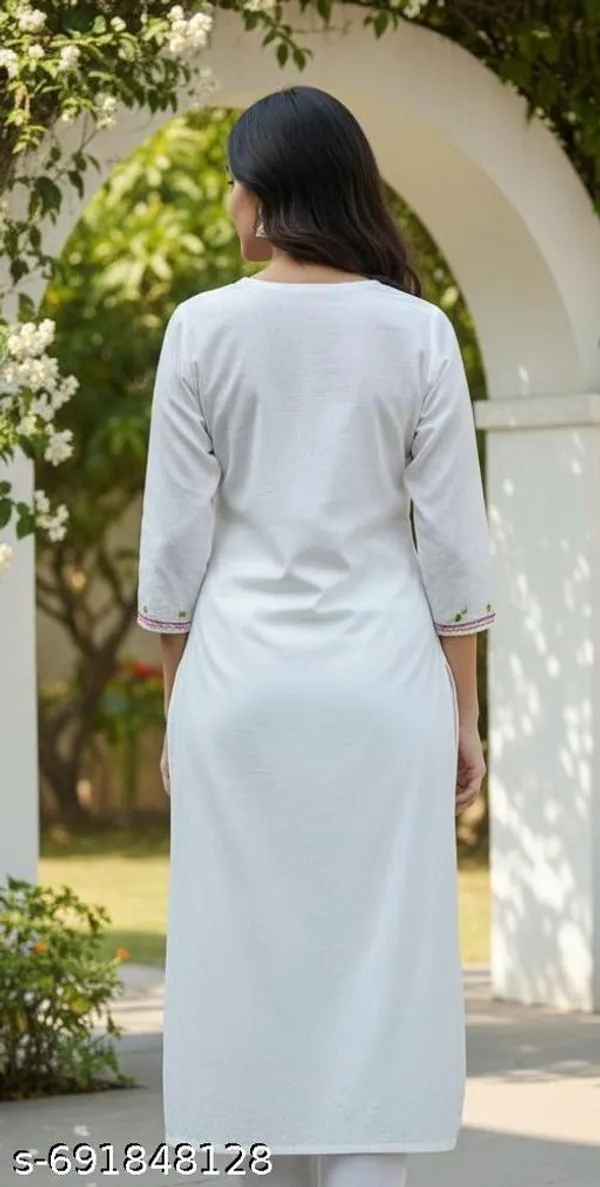 White_Khadi_Cotton_Premium_Trendy_Kurta_For_Women