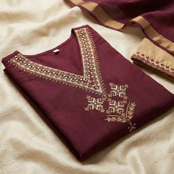 Maroon_Khadi_Cotton_Premium_Trendy_Kurta_Set_For_Women