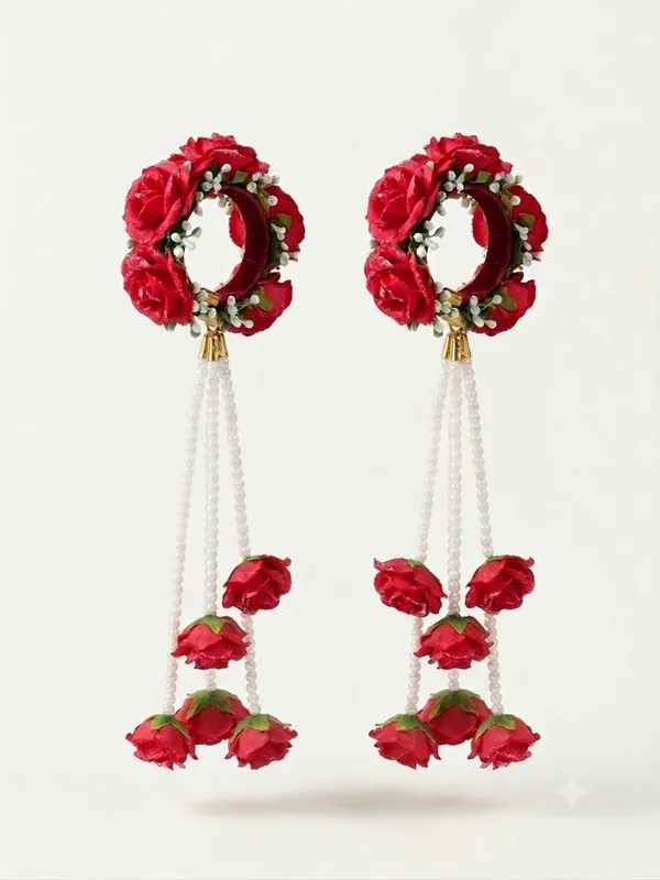 Red_Polyester_Artificial_Flower_Bangles_For_Women