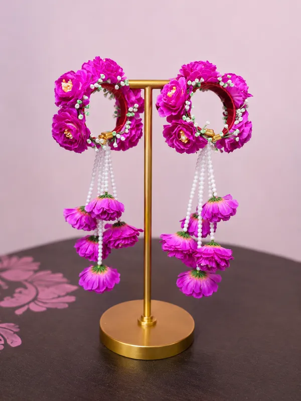 Purple_Polyester_Floral_Artificial_Flower_Bangles_For_Women